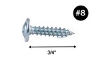 100 Qty  8 X 3 4  Zinc Plated Phillips Modified Truss Head Wood Screws 