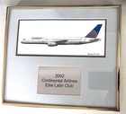 Continental Airlines Boeing 757 Artwork - Framed Travel Agency Award - Rare  