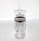 Vtg Silver Stripe Cocktail Pitcher Glass Stirrer Barware Mcm 7 3 4  T