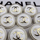 10 Chanel Buttons White Gold Cc Logo Metal 18mm Vintage