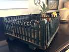 Antique Primitive Folkart Christmas Tree Stand   Fence Dark Green Original Paint