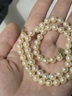Nice Vintage Solid 14k Gold 6-6 4mm Cultured Akoya Pearl Necklace 16   l 20g