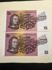Australia 1985  5 2pcs Unc Consecutive Serial Numbers