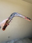 Vintage Hand Carved Painted Kangaroo Aboriginal Boomerang Made In Australia