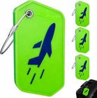 Travel Luggage Tags 4 Pack Silicone Green Privacy Protection Durable Suitcase   