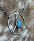Native American Navajo Handmade Sterling Silver Turquoise Peace Hippie Necklace