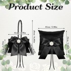2 Pcs Wedding Black Flower Girl Baskets And Ring Bearer Pillow Set  Black Sat   