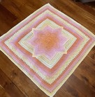 Crochet Handmade Mandala Afghan Lap Baby Size  Multi Color Throw Blanket