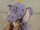 Rare Kids Preferred Purple Elephant Polka Dot Stuffed Baby Rattle Satin Feet    T1