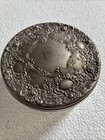 Vintage Silver-plated Mirrored Lid Glass Powder Puff Jar Makeup Vanity 3 75   