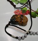 Feng Shui Yellow Tiger Eye Pi Yao  xiu xie Necklace Pendant Amulet For Wealth