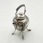 Antique Continental Miniature Kettle On Stand 800 Grade Silver C1890