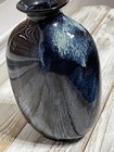 Vintage Vase - Ceramic-  Tall Black blue white Unmarked