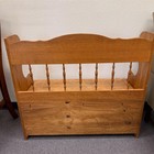 Vintage Wooden Lift Top Storage Bench Spindle Back Flawed