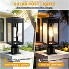 15 5   Outdoor Solar Post Light  Dusk To Dawn Solar Lamp Post Light  Black Lamp