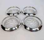 Vintage Amston Sterling Silver Crystal Glass Coaster Set Of 4  144 In Orig  Box