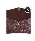 New Wrapped Portland Leather Goods Floral Patterned Sepia Mini Envelope Wallet 