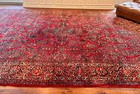 Antique Persian Sarouk Rug Ivory Red Blue Signed Hand Knotted 14 Ft X 10 Ft 10