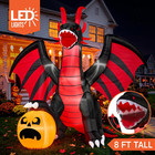 8ft Halloween Inflatable Fire Dragon   Pumpkin Decoration With Animated