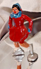 Set 4 Vintage Barclay Skaters Christmas Figures Lead Red Green Orange Tan Good