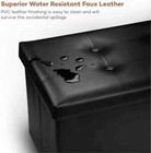 Faux Leather Folding Storage Ottoman Bench 43 Inch - Black