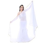 98 43x47 24 Inch White Chiffon Veil Belly Dance Scarf Shawl Gold Sequence