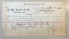 1890 S M Lewis   Co Antique Billhead Memorandum New York Ny