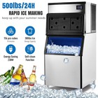 500lbs 24h Commercial Nugget Ice Maker Countertop Machine 20mm Cube W  Storage