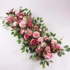 100cm Artificial White Rose Flower Row Table Centerpiece Flowers - Wedding Decor