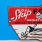 Vintage Harley Davidson Skip Fordyce Porcelain Enamel Sign 7  X 4  Inches