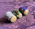 Vintage 3 Pc Lot Cloisonne Thimbles Brass And Enamel Multicolor Birds flowers