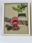 Vtg Bucilla Needlecraft  1567 Pair Of Framed Crewels  Boy   Girl  Nature park