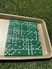 Vtg Rich Green Thick Dominoes Bakelite Catalin Usa Box   Paperwork Mcm 1 3 Lbs