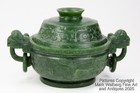 Chinese Nephrite Spinach Jade Incense Burner   Cover  18th To 19th Century