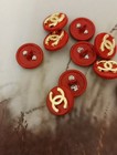 Small Lot Of 10 12mm Designer Stamped Chanel Button  Gold Tone 