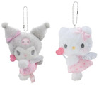    set Of 2  Kitty Cat Melody Plush Keychain Key Charm Angel Heart Dream Bag Toy