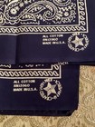2 New Old Stock Blue Bandanas Paisley Print Rn 19360 Usa