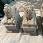 Set Of 4 Vintage Marble   New York Public Library Lion Bookends Statues Heavy