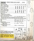 Vintage 1973 Sewing Pattern Mccall s 3900  Misses Dress   Jacket  Size 12