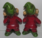 Vintage Set Of 2 Chalkware  Gnome 4  Figurines Dwarf    Japan Christmas  c3 