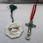 Irish Blessing Christmas Ornament Pair Belleek May The Road Rise   Celtic Cross