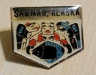 Vintage Saxman Alaska Pin Back Enamel Lapel Souvenir Travel 