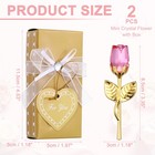 2pcs Mini Crystal Rose With Box Romantic Crystal Rose Pink gold