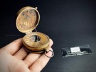 Handmade Antique Style Brass Pocket Sundial Compass With Leather Case
