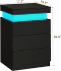 Nightstand W  Charging Station   Led Lights Black