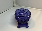 Very Rare Blue Lacy Glass Boston And Sandwich Antique Open Salt Dish Cellar Op2b