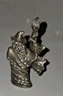 Vintage Pewter Wizard Figurine With Crystal Ball Fantasy 3 