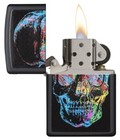 Zippo 28042  Artistic Colorful Skull Design  Black Matte Finish Lighter