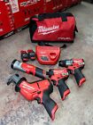 Milwaukee 3497-24 M12 Fuel Brushless 4 Tool Combo Kit Drill Impact Hackzall Led