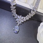 Wedding Bridal  Cz Jewelry Set Zirconia Necklace Earrings Set